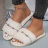 Fashion Crystal Decor Fluffy Home Slippers for Women Autumn Winter Soft Warm Plush Indoor Slippers Woman Non Slip Cozy Faux Fur Slides