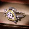 New Creative Inlaid Sapphire Diamond Turtle Ring European and American Banquet Party Accessories