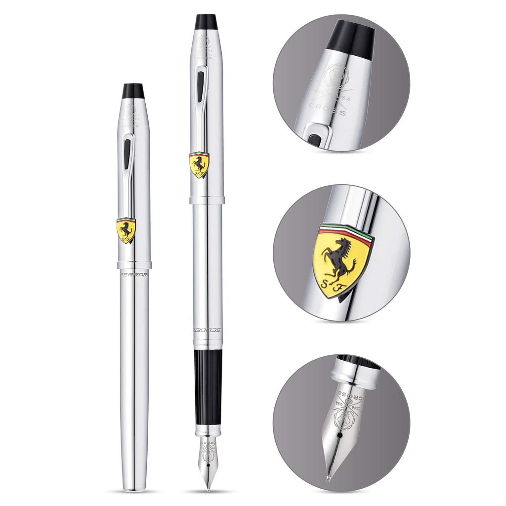 Перьевая ручка Cross F Fine Point Century 2 Four Scuderia Ferrari Polished Chrome, оригинальный импортный продукт FR0086-121FS, двойного назначения