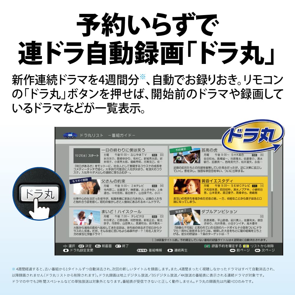 Рекордер Sharp 4 ТБ с одновременной записью двух программ в 4K, 2-тюнерный Blu-ray 4B-C40EW3, встроенный тюнер, HEVC, запись на длительное время,