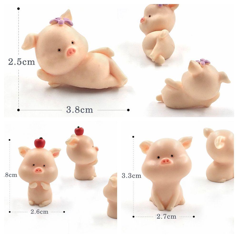 Cute Garden Home Decor Bonsai Decoration Figurine Micro Pig Family Resin Ornaments Miniature Model