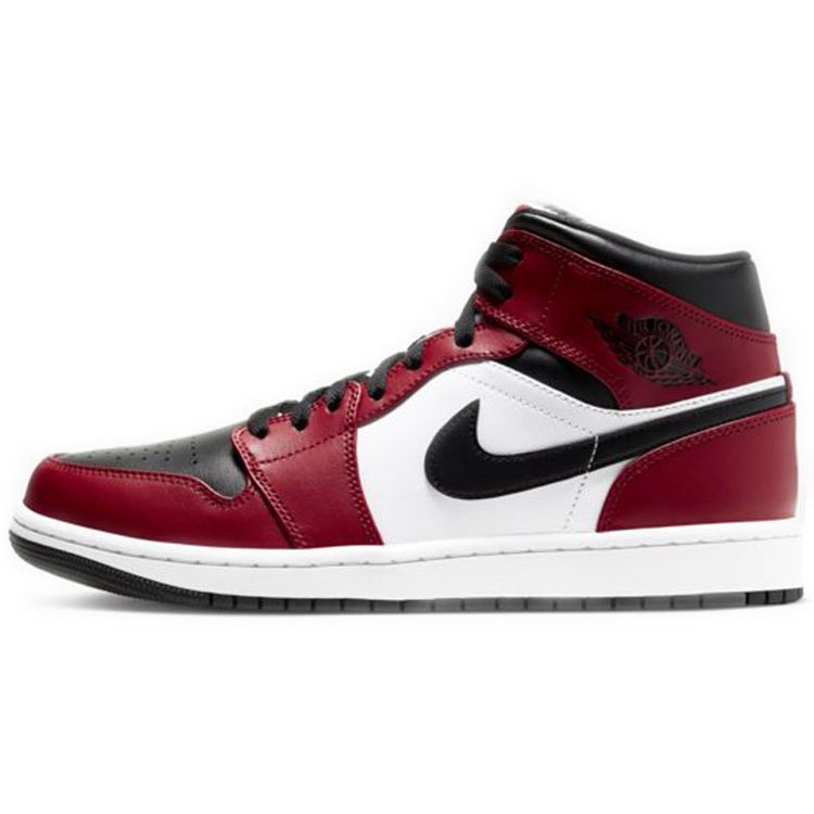 Air Jordan 1 Mid Chicago Black Toe Unisex Sneakers Red Gym-Red White 554724-069