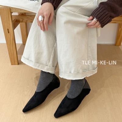 Ретро темпераментные остроносые туфли на плоской подошве для работы, новинка начала осени, простые замшевые туфли бабушки