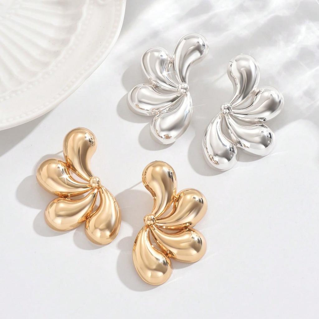 1 Pair Elegant Ocean-Style Spray Drip Stud Earrings, Featuring A Fascinating Design, Perfect Daily Wear To Enchanting Holiday Parties