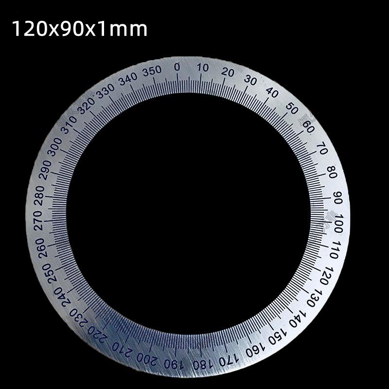 Шкала с круговой шкалой 360 градусов, идентификационный циферблат, градуированный круглый диск, угломер для измерительных инструментов для станков 120x90 мм