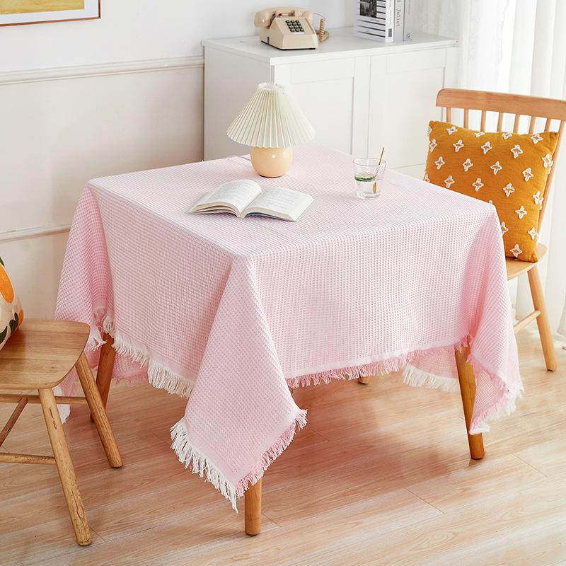 Cotton and Linen Tablecloth Small Round Table Light Luxury High-end Long Table Japanese Coffee Table Cloth French Dormitory Tablecloth