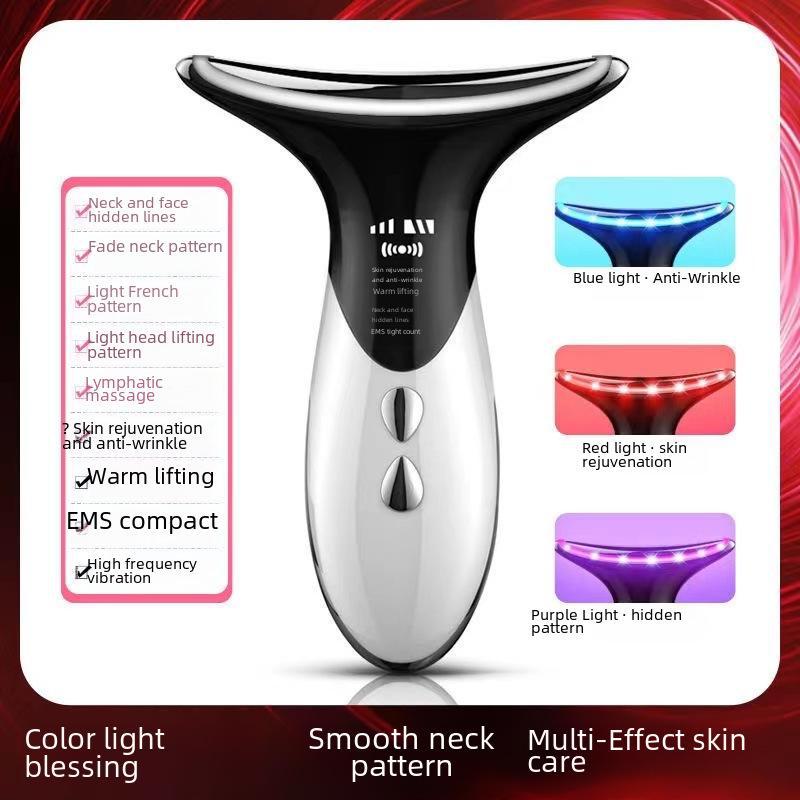 Устройство для микротоковой терапии лица и шеи EMS: Устраняет морщины на шее и носогубных складках, вибрирует для массажа, подтягивает и укрепляет кожу, борется с морщинами.