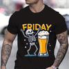 Мультяшная футболка с кричащим скелетом для мужчин, пиво, пятница, принт кричащего черепа, модный повседневный топ, графическая мультяшная футболка со скелетом и пивом