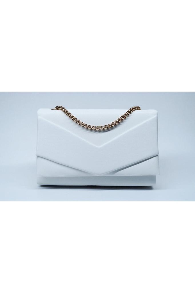Women's Stylish and Useful Evening Dress Bag Women's Cream Envelope Model Luxury Chain Shoulder Bag