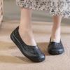 New pedal breathable full leather hollow mother leather non-slip soft sole comfortable flat single shoes women's shoes