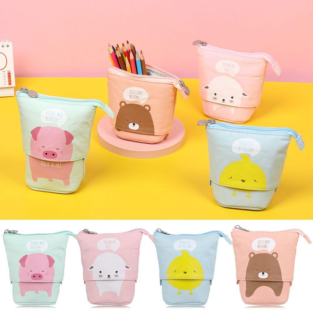 Fashion School Supplies Stationery Pencil Case Makeup Pouch Zipper Storage Box Flexible Pen Bag