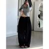 Vintage Baggy Sweatpants Women Autumn Y2k Korean Loose Wide Leg Pants Zipper Fly Casual Sports Pants Streetwear