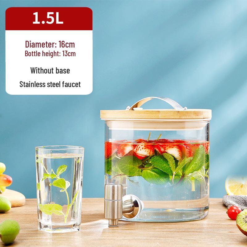 Термостойкая стеклянная бутыль для пивоварения вина с краном – Идеально подходит для вина, фруктового чая, лечебных настоев и напитков для самообслуживания