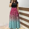Summer Dresses For Women 2023 Fashion Casual Floral Print Round Neck Short-Sleeved Large Size Maxi Dresses