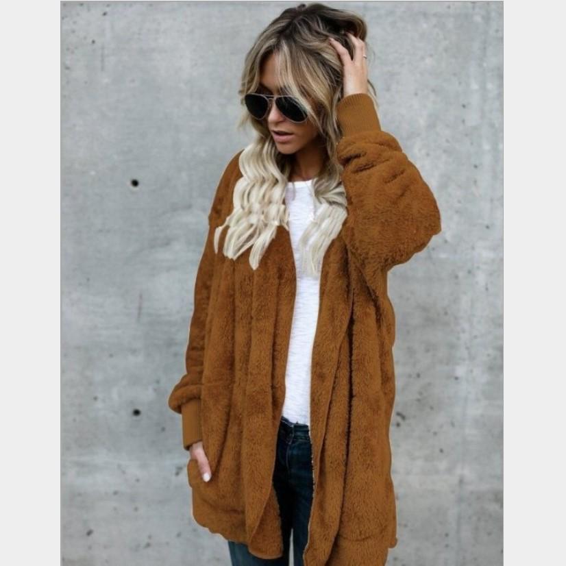 MakeWishes модная женская модная шуба из искусственного меха осенне-зимняя теплая куртка носить с обеих сторон