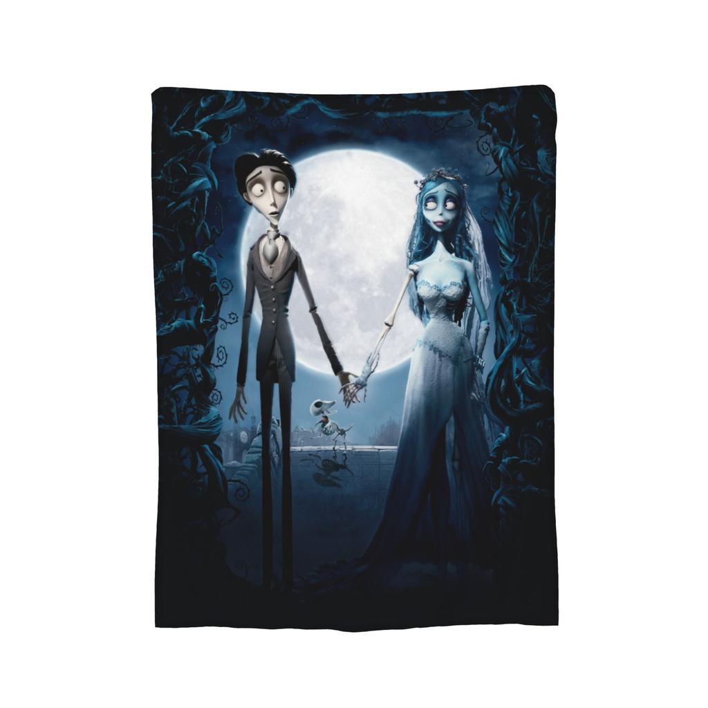 Corpse Bride Emily And Victor Blanket Flannel Print Portable Soft Throw Blankets for Sofa Bedroom Bedspread