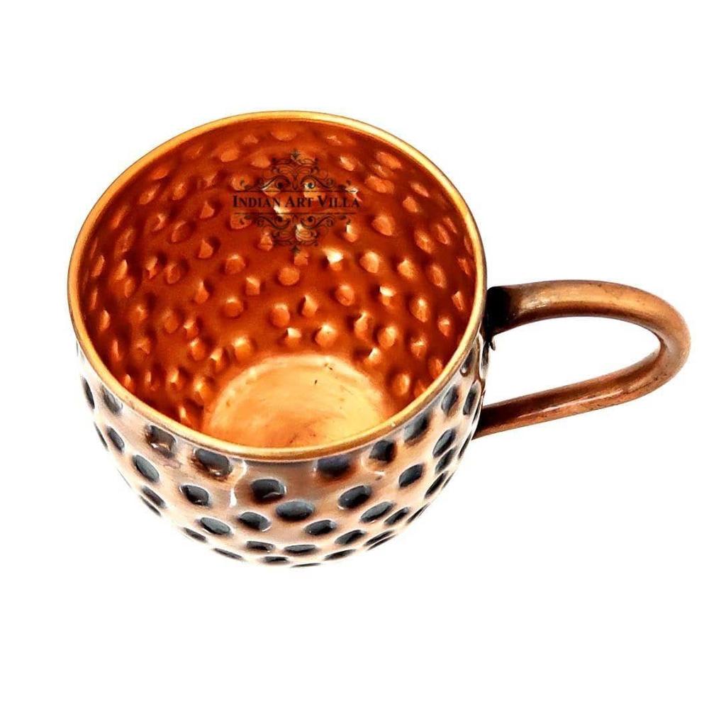 Кружка для пива Moscow Mule из чистой меди, круглой формы, с черным чеканным дизайном, объем - 500 мл, набор из 2 штук