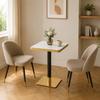 Square Dining Table UV Panel Marble Look Metal Frame Modern