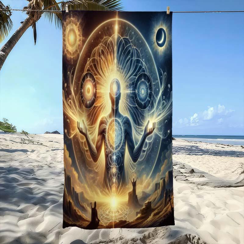 Spiritual Energy Art Patterned Beach Towel,Super Absorbent Beach Towel, Popular for New Year , Comfortable and Practical