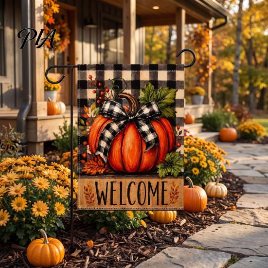 Decorative Pieces for Front Wall Stacked Pumpkin Garden Flag, Burlap Look Fall Outdoor Decor, Gift Ideas Festivals Double Sided Holiday Yard