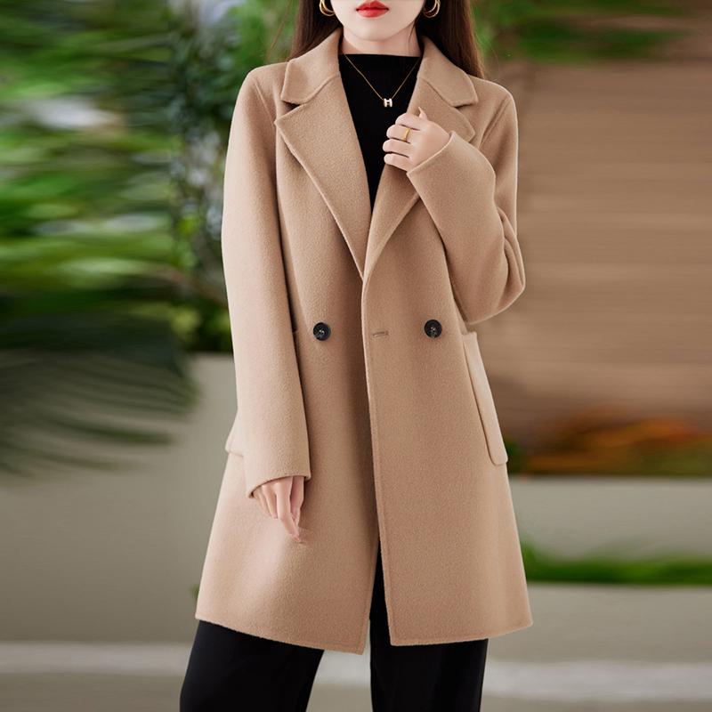 Женское пальто из 100% шерсти TIDENOVEL Осеннее шерстяное длинное пальто Ручной работы Пальто-бушлат Зимняя теплая шерстяная длинная куртка Пальто