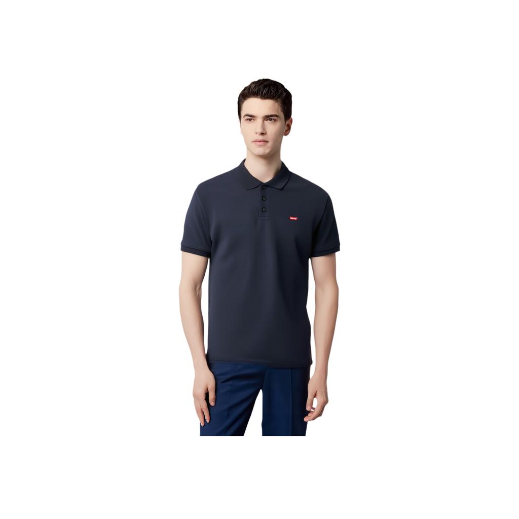 Levis Casual Comfortable Solid Color Simple Short Sleeve Polo Shirt Men Polo Shirts Navy-Blue 004KC-0002