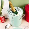 Table Vintage Iron Ice Bucket with Lid and Shovel Insulated Ice Bucket for Champagne Wine Beer Drinks Party Barware