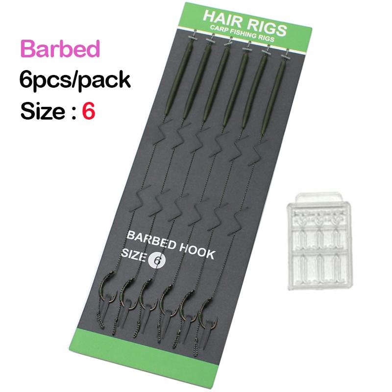 6 шт. рыболовная оснастка для ловли карпа, рыболовный крючок с зазубринами/без зазубрин, с защитой от запутывания лески, поворотный механизм QC, размер 2/4/6/8 для рыболовных снастей