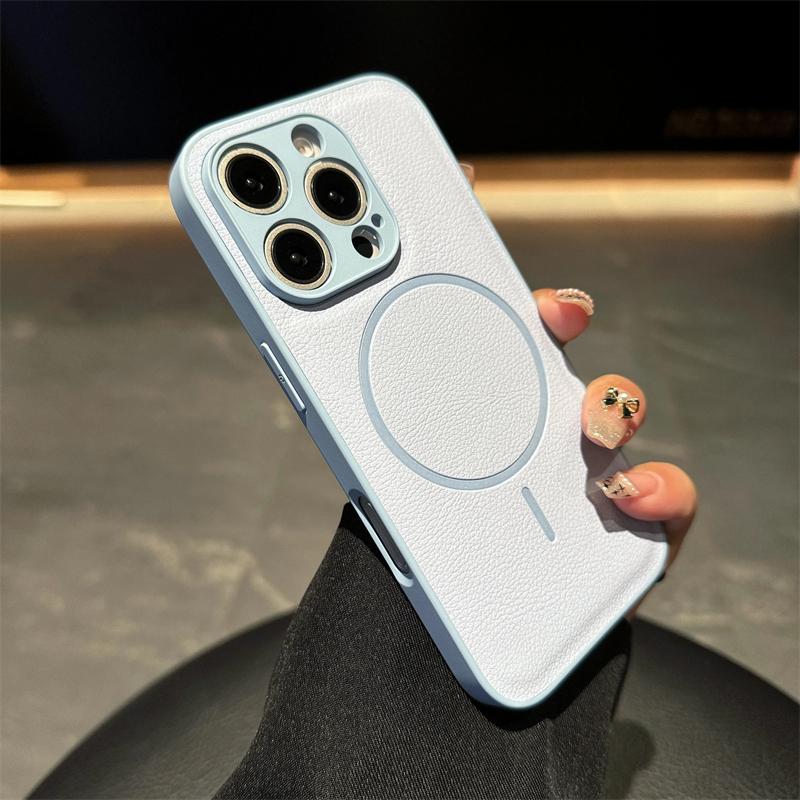 Защитные чехлы для камеры из искусственной кожи с магнитным креплением для iPhone 16 15 14 13 12 Pro Max Plus для беспроводной зарядки Magsafe, чехол-бампер