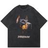 Streetwear Dobermann Graphic T-Shirt Cotton Washed Black Tshirt Unisex Tops Tees Summer Short Sleeves T Shirt