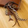 Handmade Vintage Bear Key Pendant PU Leather Woven Ropes Keyring  Jewelry Accessories