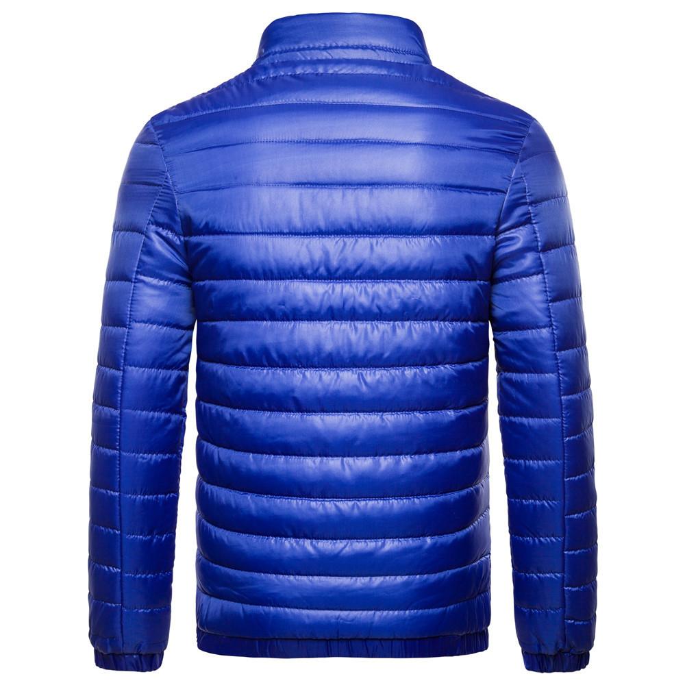 Модная мужская зимняя повседневная толстая верхняя одежда с длинным рукавом и однотонной стойкой