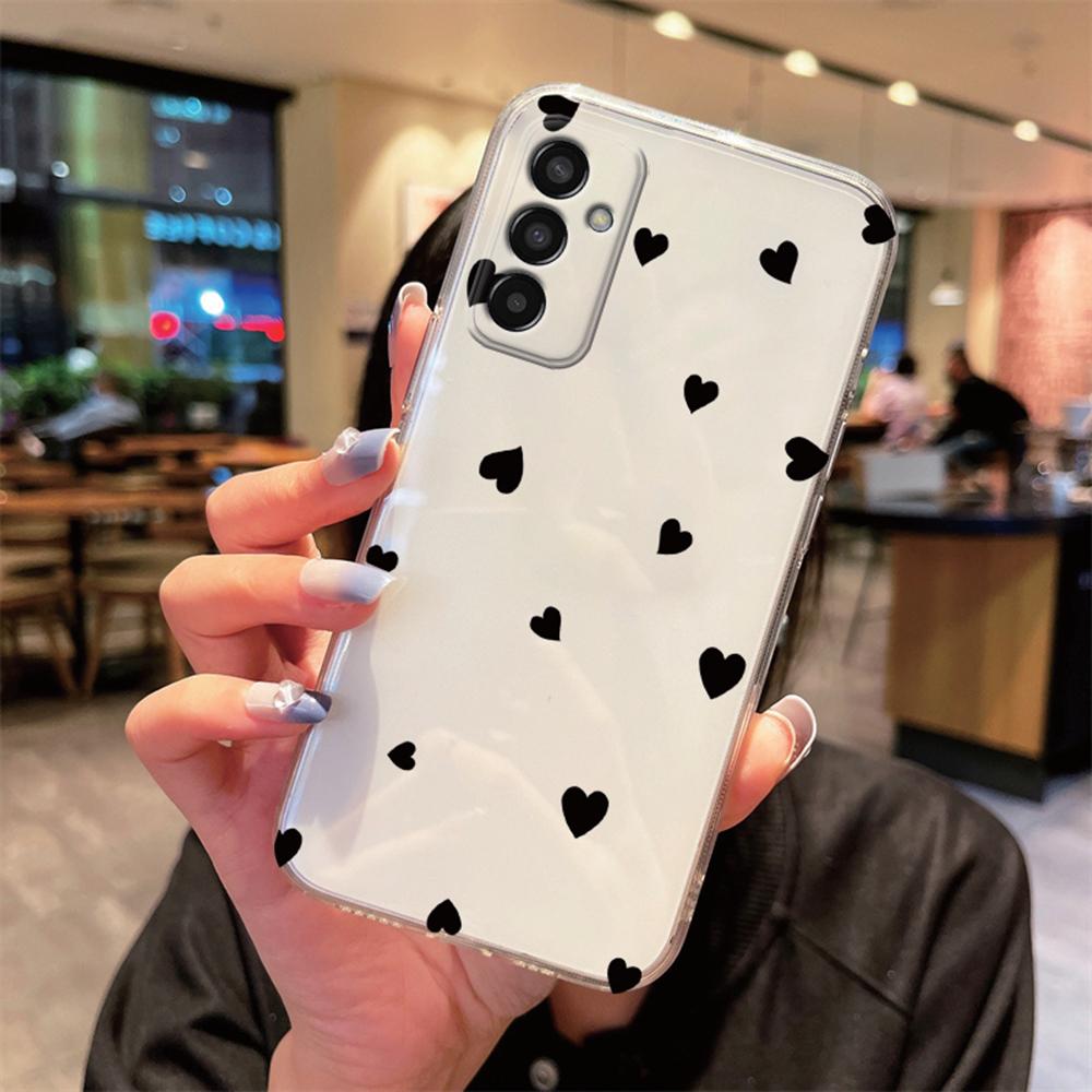 Чехол для телефона с рисунком сердца для Samsung Galaxy M13 M14 M15 M23 M33 M35 M55 M54 M53 M34 Прозрачный TPU чехол для девушек, не желтеющий