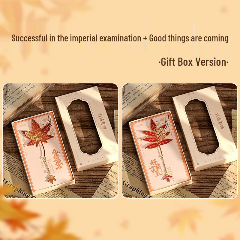 Изысканная металлическая закладка в стиле ретро с листом гинкго - Идеальный культурный подарок для студентов