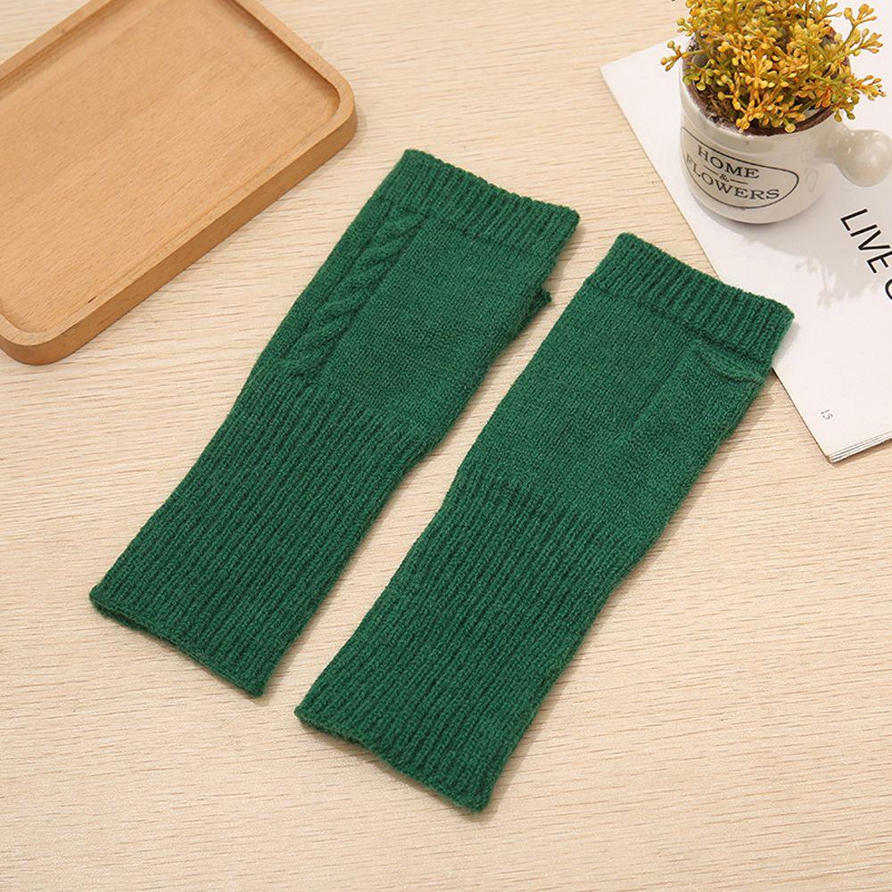 Winter Wrist Arm Faux Wool Women Arm Warmers Hand Mitten Fingerless Gloves Korean Knitted Gloves