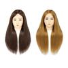 Mannequin Head with Real Hair Hairdresser Braiding Hair Styling Training Manikin Cosmetology Doll Head Brown Golden Hairdressing Makeup Practice Head