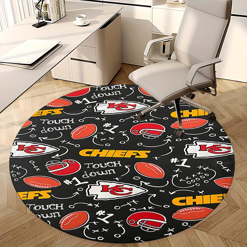 Коврик для кресла Kansas City Chiefs Touchdown Round - Ковер для офиса в спортивной тематике, для дома