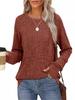2024 Cross-border European & American Women's Long-Sleeve V-Neck Ribbed Brushed T-Shirt