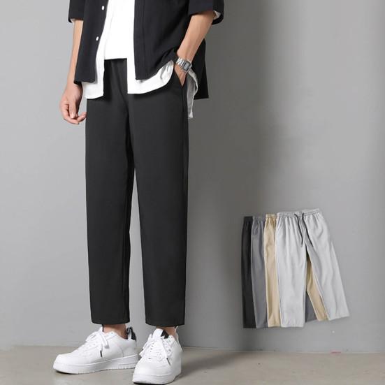 Мужские брюки с эластичным поясом, уличная одежда, тонкие стильные повседневные брюки с прямыми штанинами, популярные универсальные 3D кройки