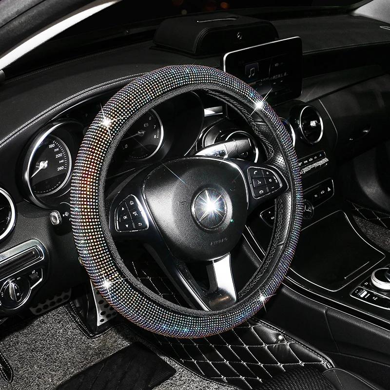 Universal Glitter Diamond Crystal Car Steering Wheel Cover Auto Decoration Auto Styling Car Bling Accessories Interior for Women