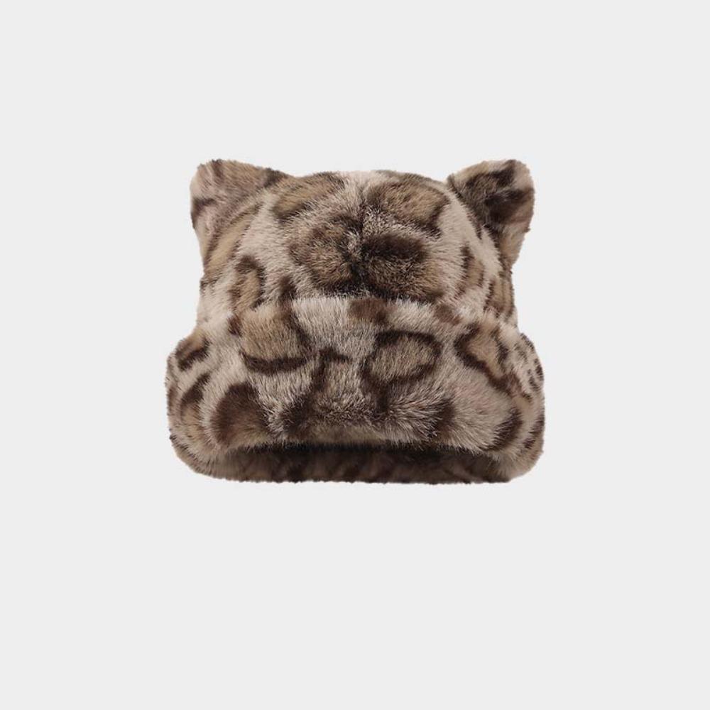 Korean Style Plush Bear Hat Imitation Mink Fur Brimless Beanie Cap Versatile Pullover Cap Winter