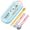 Cutlery Set for Kids, Lunch Box, Chopsticks, Spoon, and Fork, Made In Japan, Sliding Cutlery with Name Stickers, Antibacterial, Snoopy Trio Set