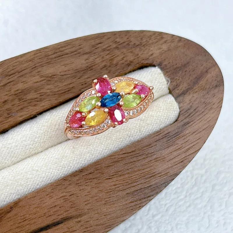 Sace Gems Кольца из стерлингового серебра 925 пробы 2,5*5 мм с натуральным турмалином и драгоценными камнями для женщин, обручальные, коктейльные, вечерние, изящные ювелирные изделия, подарок