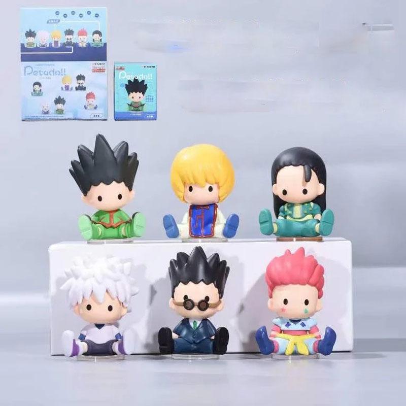 Мультяшная фигурка Hunter x Hunter Аниме Q-версия Сидящий Killua Zoldyck Gon Фигурка Игрушка Кукла Украшение для автомобиля Статуэтка Модель Подарок