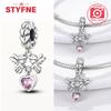 New Silver 925 Angel Sculpture Charms Heart Beads Fit Bracelet for Women Jewelry Party Beads DIY Fine Jewelry Gifts