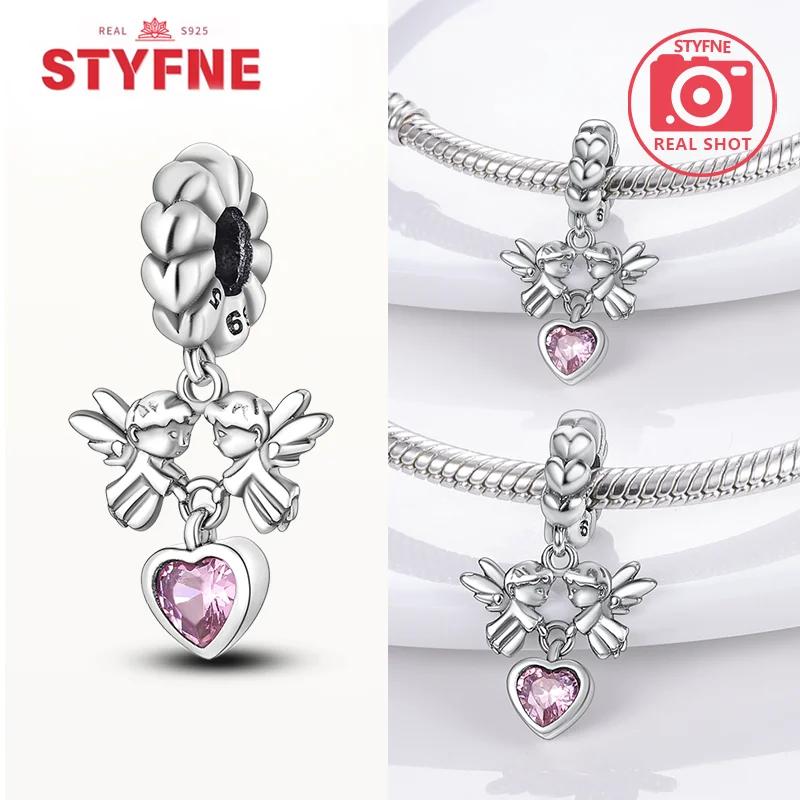 New Silver 925 Angel Sculpture Charms Heart Beads Fit Bracelet for Women Jewelry Party Beads DIY Fine Jewelry Gifts