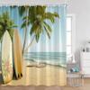 Кемпинг Серфинг Занавески для душа Летний отпуск Путешественник Автодом Пляж Кокосовые пальмы Морской берег Украшения для ванной комнаты Ретро Занавески для ванны