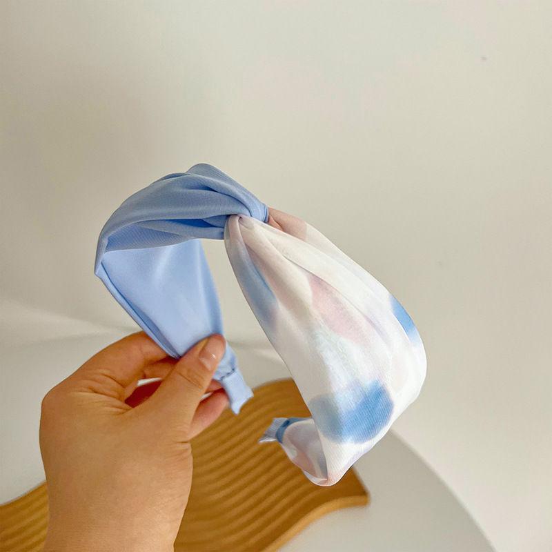 Cross Wide Simple Headdress Satin Chiffon Fabric Knotted Edge Headband Hair Accessories