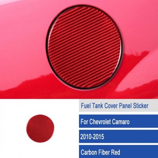 Red Carbon Fiber Car Fuel Tank Cover Panel Sticker For Chevrolet Camaro 2010-15