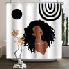 African American Woman Shower Curtain Sexy Black Girl Lady Inspirational Queen Abstract Boho Waterproof Bathroom Shower Curtain